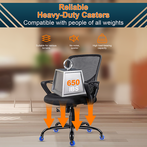 RidRed Chair Wheels-Replacement Rubber Wheels-Universal Fit 3 Inch Casters