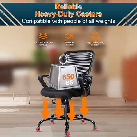 RidRed Gaming Rubber Wheels - Heavy-Duty Office Chair Wheels-Universal Fit 3 Inch Chair Casters