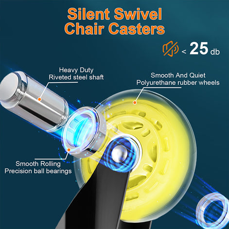 RidRed Gaming Chair Wheels -Replacement Rubber Casters- Universal Fit 3 Inch Chair Casters