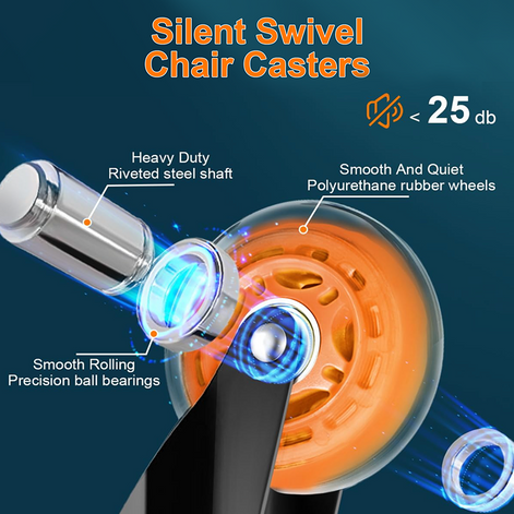 RidRed Gaming Rubber Wheels - Heavy-Duty Office Chair Wheels -Universal Fit 3 Inch Chair Casters