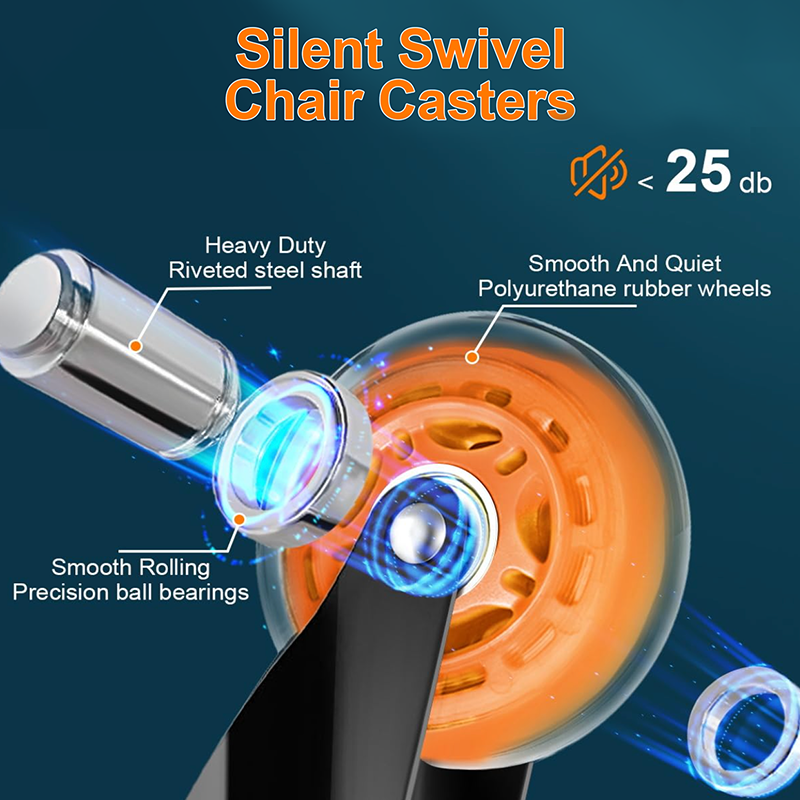 RidRed Gaming Rubber Wheels - Heavy-Duty Office Chair Wheels -Universal Fit 3 Inch Chair Casters