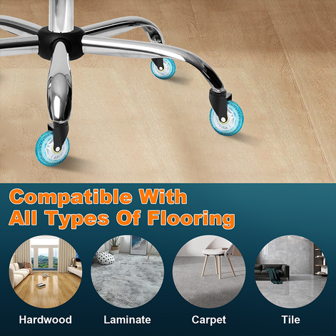 RidRed Gaming Chair Wheels-Replacement Rubber Casters-Universal Fit 3 Inch Chair Casters