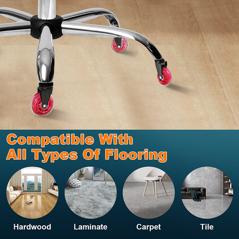 RidRed Gaming Rubber Wheels - Heavy-Duty Office Chair Wheels-Universal Fit 3 Inch Chair Casters