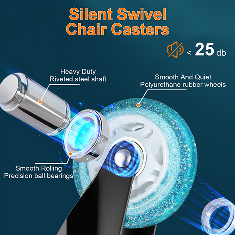 RidRed Gaming Chair Wheels-Replacement Rubber Casters-Universal Fit 3 Inch Chair Casters