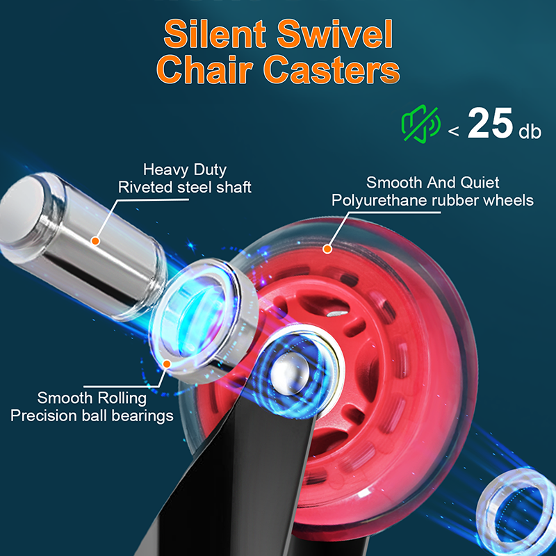 RidRed Gaming Rubber Wheels - Heavy-Duty Office Chair Wheels-Universal Fit 3 Inch Chair Casters