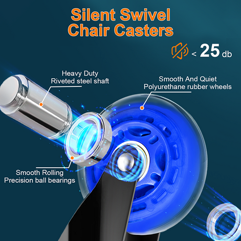 RidRed Chair Wheels-Replacement Rubber Wheels-Universal Fit 3 Inch Casters